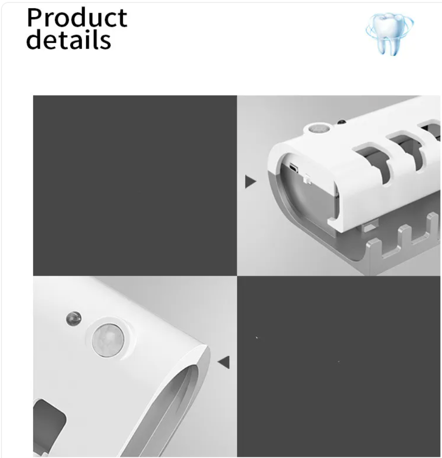 UV Toothbrush Sanitizer Wall Mount No-Drill